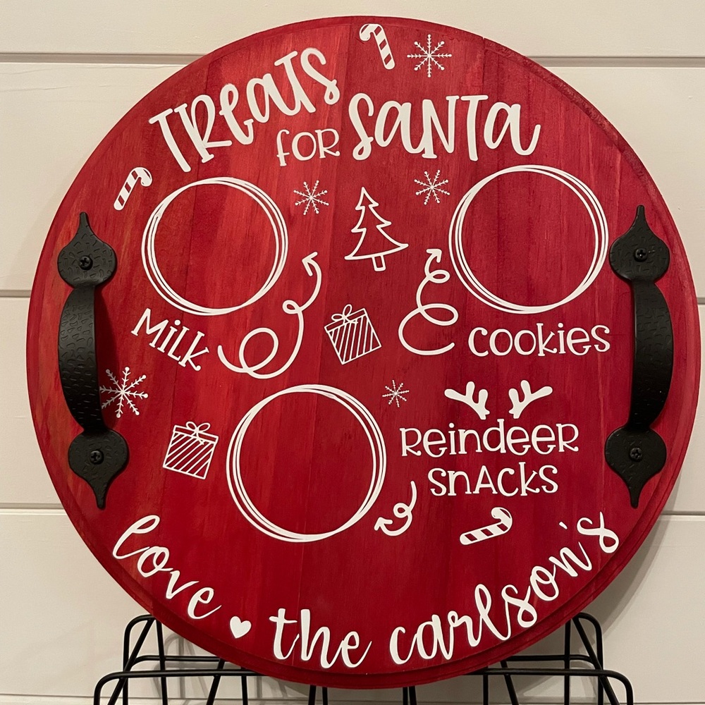 Custom Made & Personalized ‘Treats for Santa’ 12” Round Cookie Tray